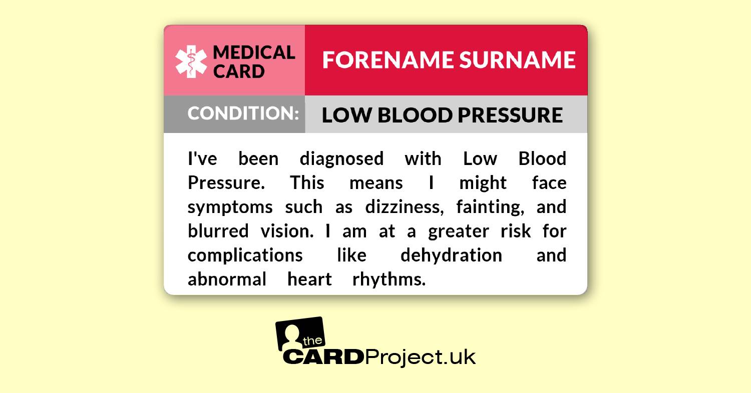 Low Blood Pressure Card  (FRONT)